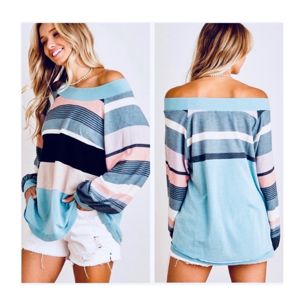 Boho Long Sleeve Color Block Striped Top